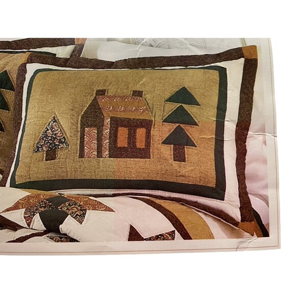 Rustic Cozy Fall Country Lodge Cabin Patchwork Pillow Sham Quilted 20”x26” - Picture 2 of 6